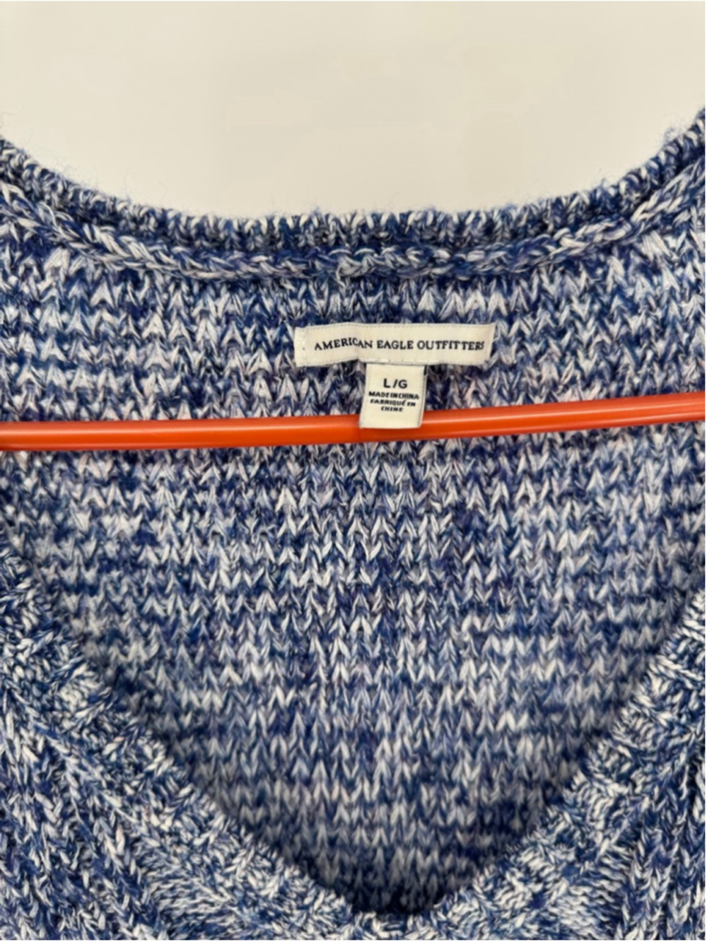 American Eagle Outfitters Women's Large V-Neck Sweater Blue White - Picture 7 of 8